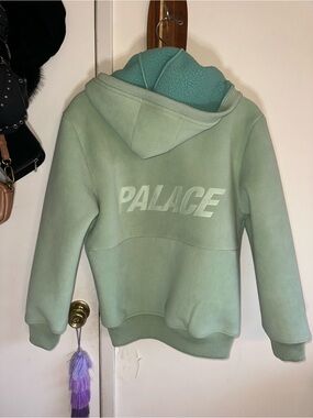 PALACE Mint Green Sherpa Hoodie with Logo Tag